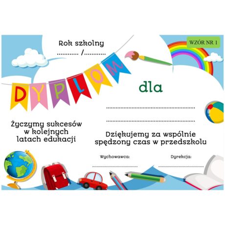 Dyplom ukończenia przedszkola – wzór nr 1