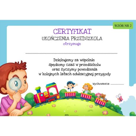 Dyplom ukończenia przedszkola – wzór nr 2
