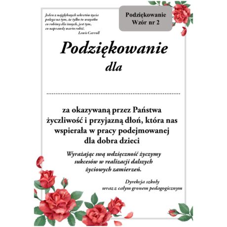 Podziękowanie - wzór nr 2