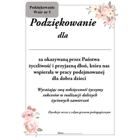 Podziękowanie - wzór 5