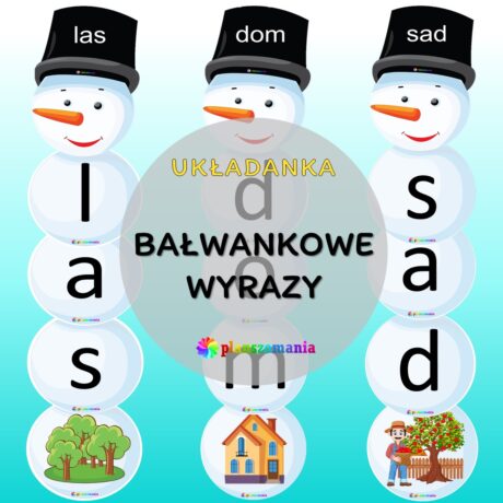 Bałwankowe wyrazy - prosta układanka wyrazowa