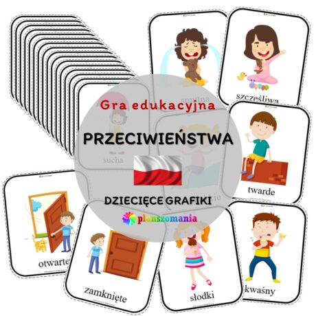 Przeciwieństwa - karty z dziećmi PL