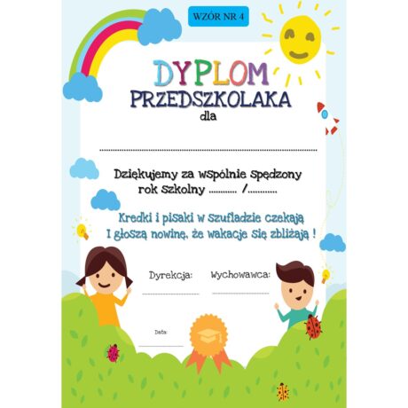 Dyplom przedszkolaka - wzór nr 4