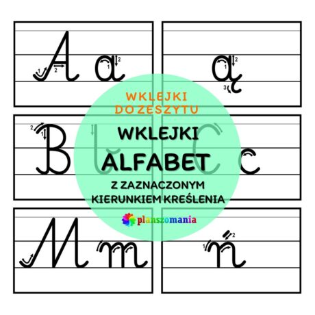 Wklejki - litery alfabetu z ruchem kreślenia