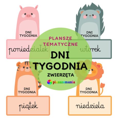 Dni tygodnia z motywem zwierząt - plansze