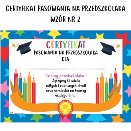 Certyfikat pasowania na przedszkolaka - wzór nr 2