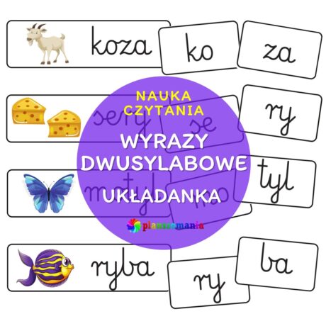 Wyrazy dwusylabowe - układanka