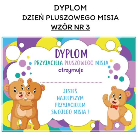 Dyplom Dzień Pluszowego Misia wzór nr 3