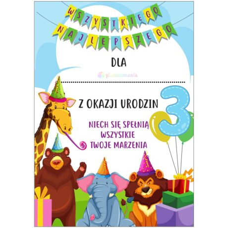 Dyplom urodzinowy chłopczyk 3 latka