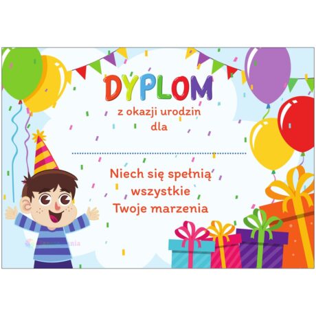 Dyplom urodzinowy chłopczyk - UNIWERSALNY