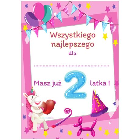 Dyplom urodzinowy dziewczynka 2 latka