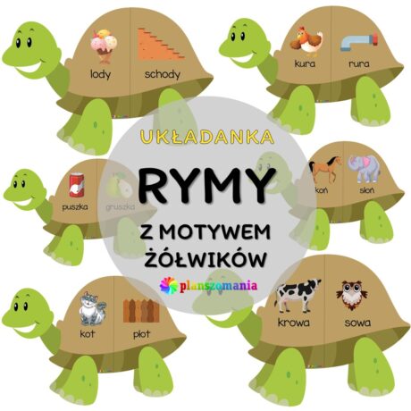 Rymy z motywem żółwi - układanka edukacyjna
