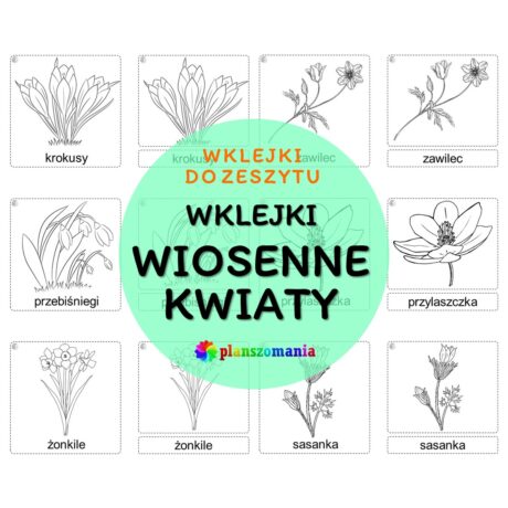 Wiosenne kwiaty - wklejki do zeszytu