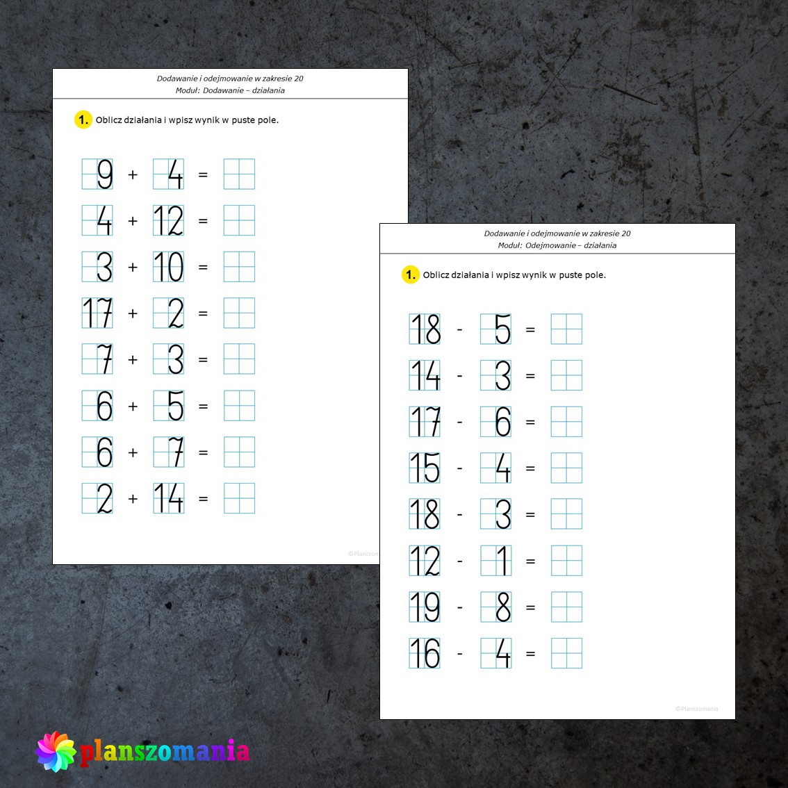 Dodawanie I Odejmowanie W Zakresie 20 Karty Pracy Pomoce Edukacyjne Pdf 9290